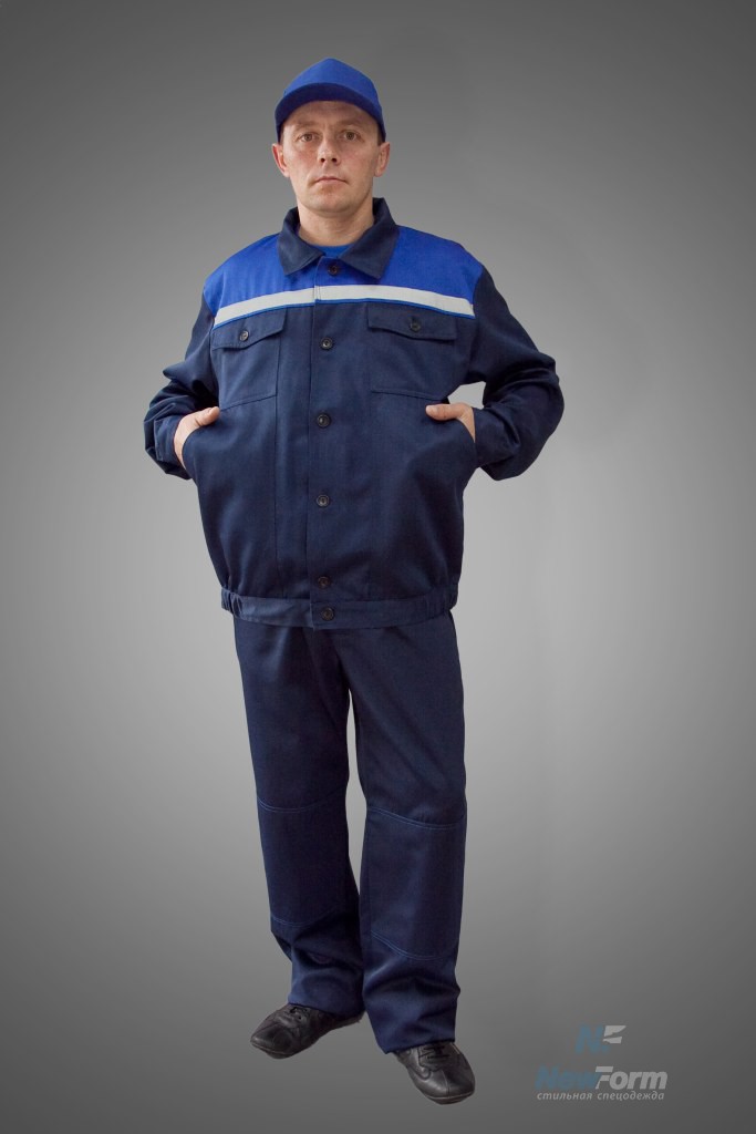 Куртка «Стандарт-С» темно-синий с васильковой отделкой